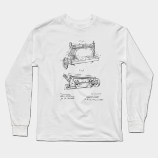 Sewing Machine Vintage Patent Drawing Long Sleeve T-Shirt